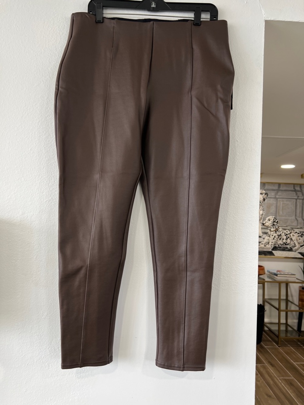 Slim Factor by Investments Chocolate Brown Faux-Leather leggings
